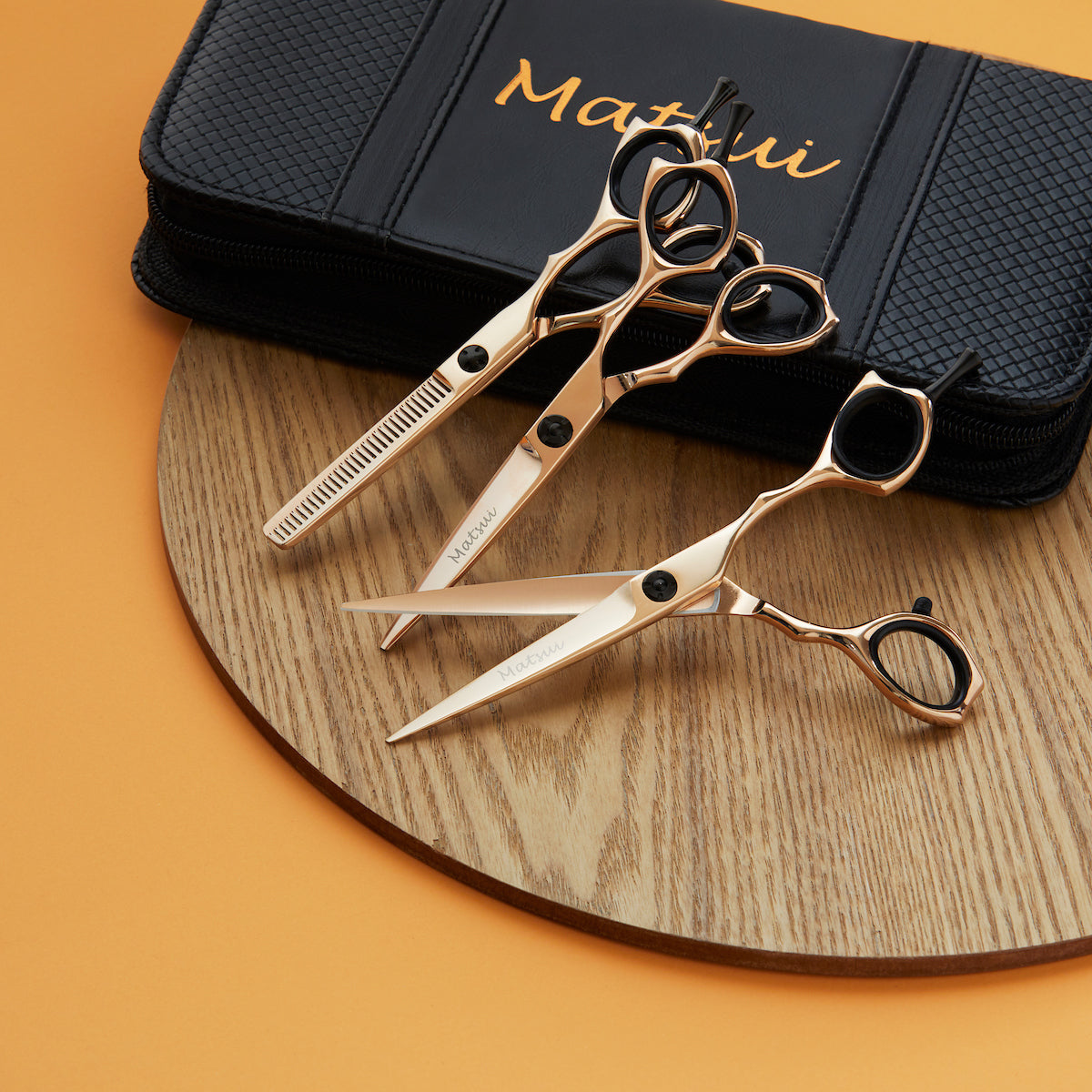 Rose Gold Matsui Precision Hair Shears, Professional Salon hairdresser Triple Set, (6740490256450)