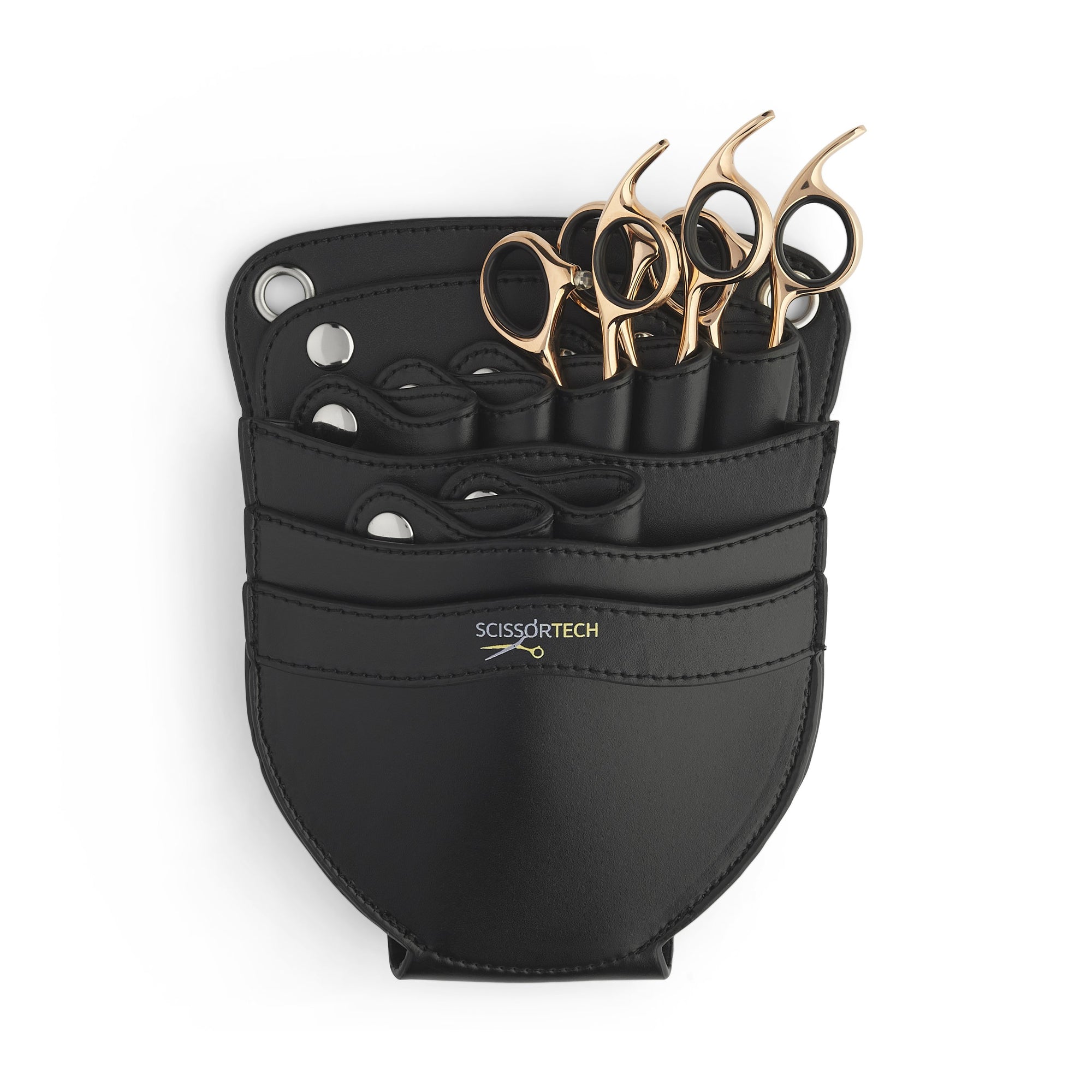 Black Leather Hairdressing Scissor Pouch Holster - Scissor Tech USA (6616582062146)
