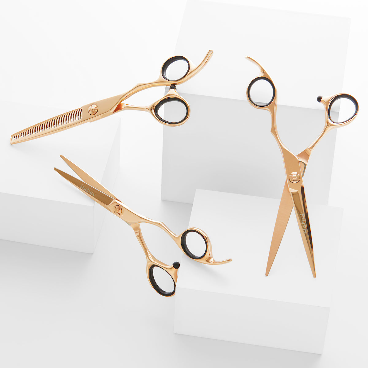 2022 Matsui Aichei Mountain Rose Gold Professional Shears Triple Set (1639201734722)