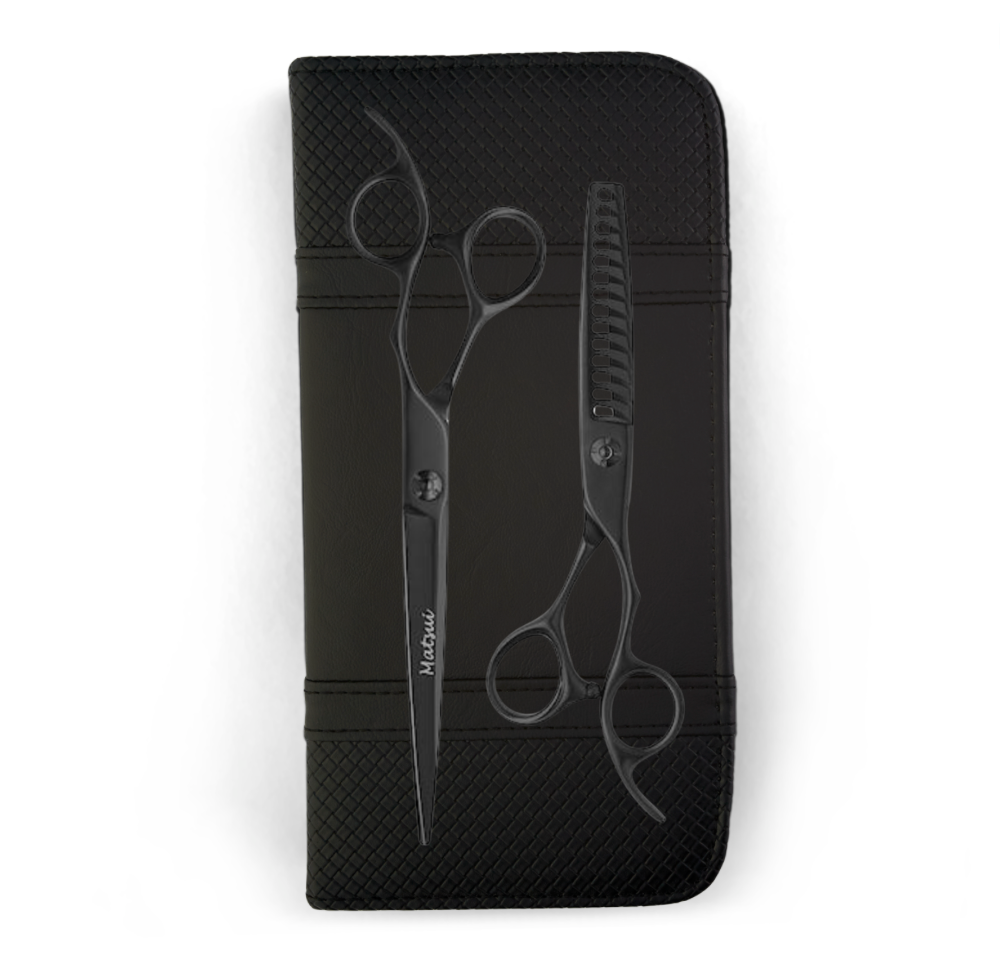 Matte Black Matsui Master Barber Shear & Texturizer Combo (1639211925570)