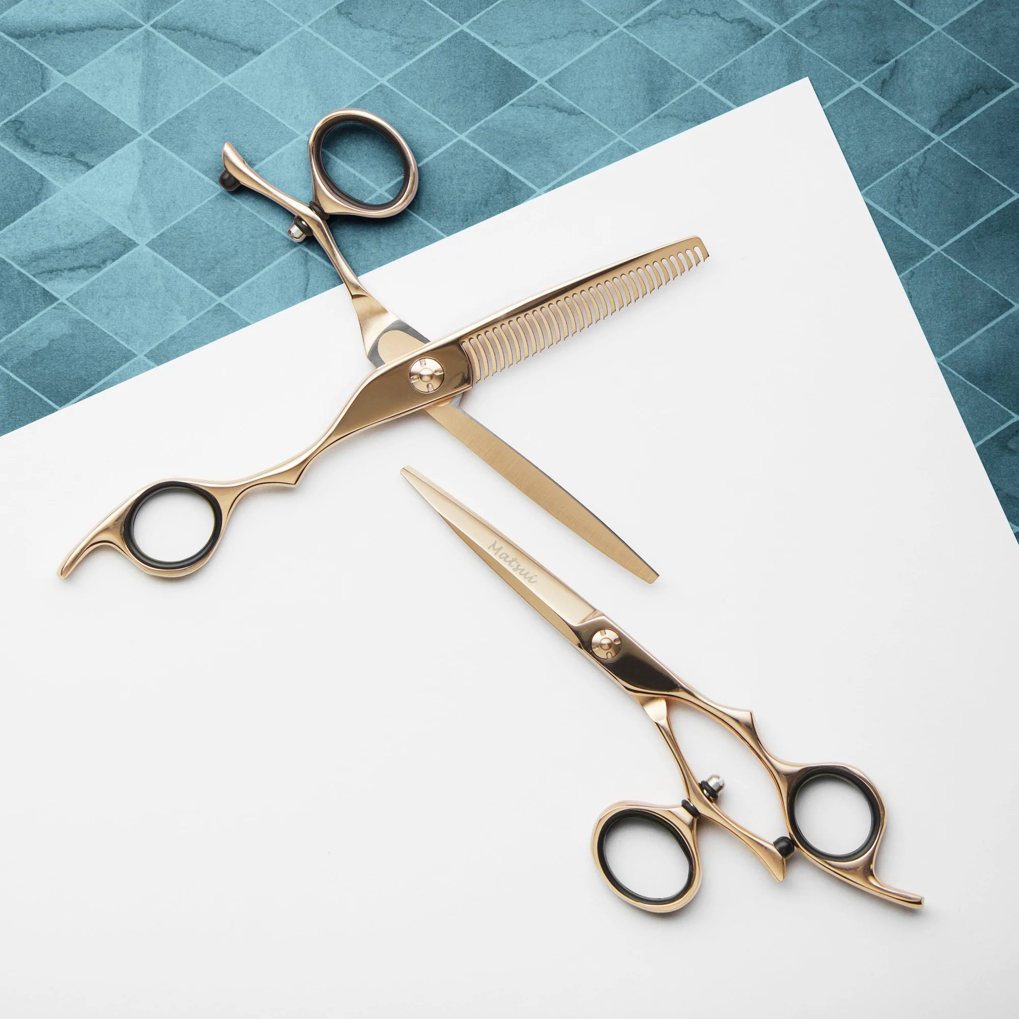 Premium Matsui VG10 Rose Gold Swivel Shears Triple Set (6879914491970)