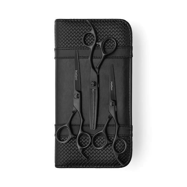 The Very Quality VG10 Cobalt Infused Steel Hairdressing Scissors -  Matsui Matte Black Offset Triple Set (6777136480322)