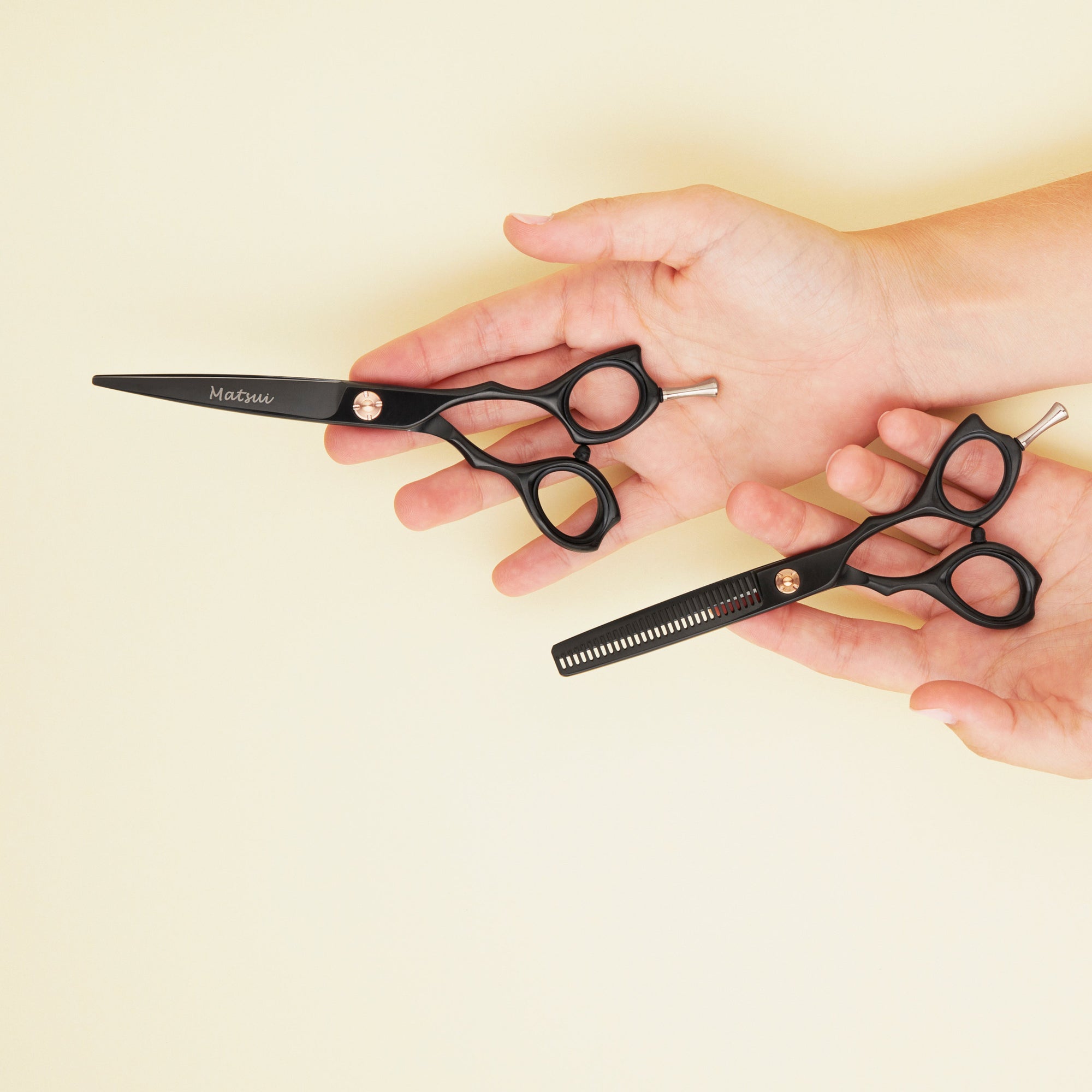 Professional Matsui Precision Matte Black Hairdressing Scissor & Thinner Combination (6743665442882)