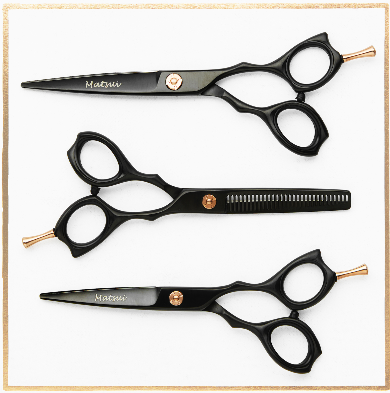 Premium Hairdressing Shears, Matsui Matte Black Precision Triple Set (6745053298754)