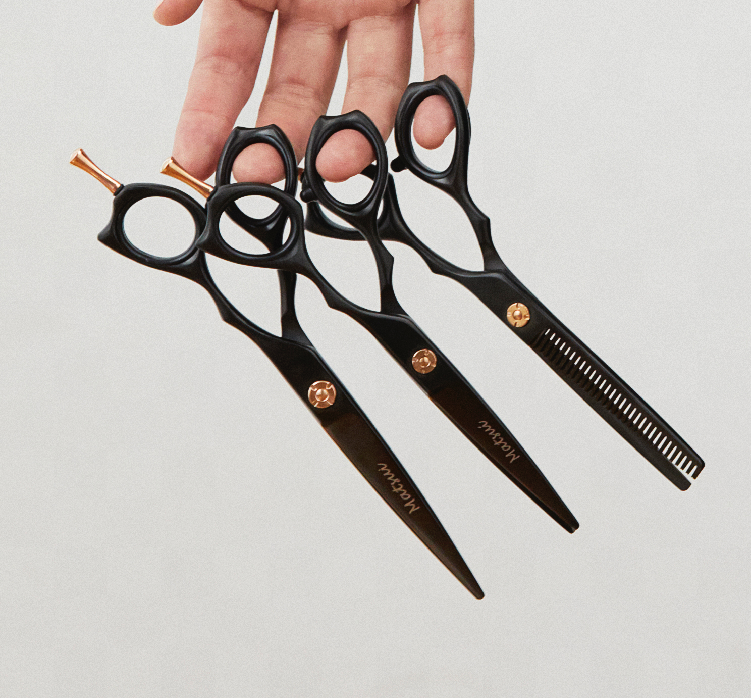 Professional Hairdressing Shears, Matsui Matte Black Precision Salon Triple Set (6745056870466)