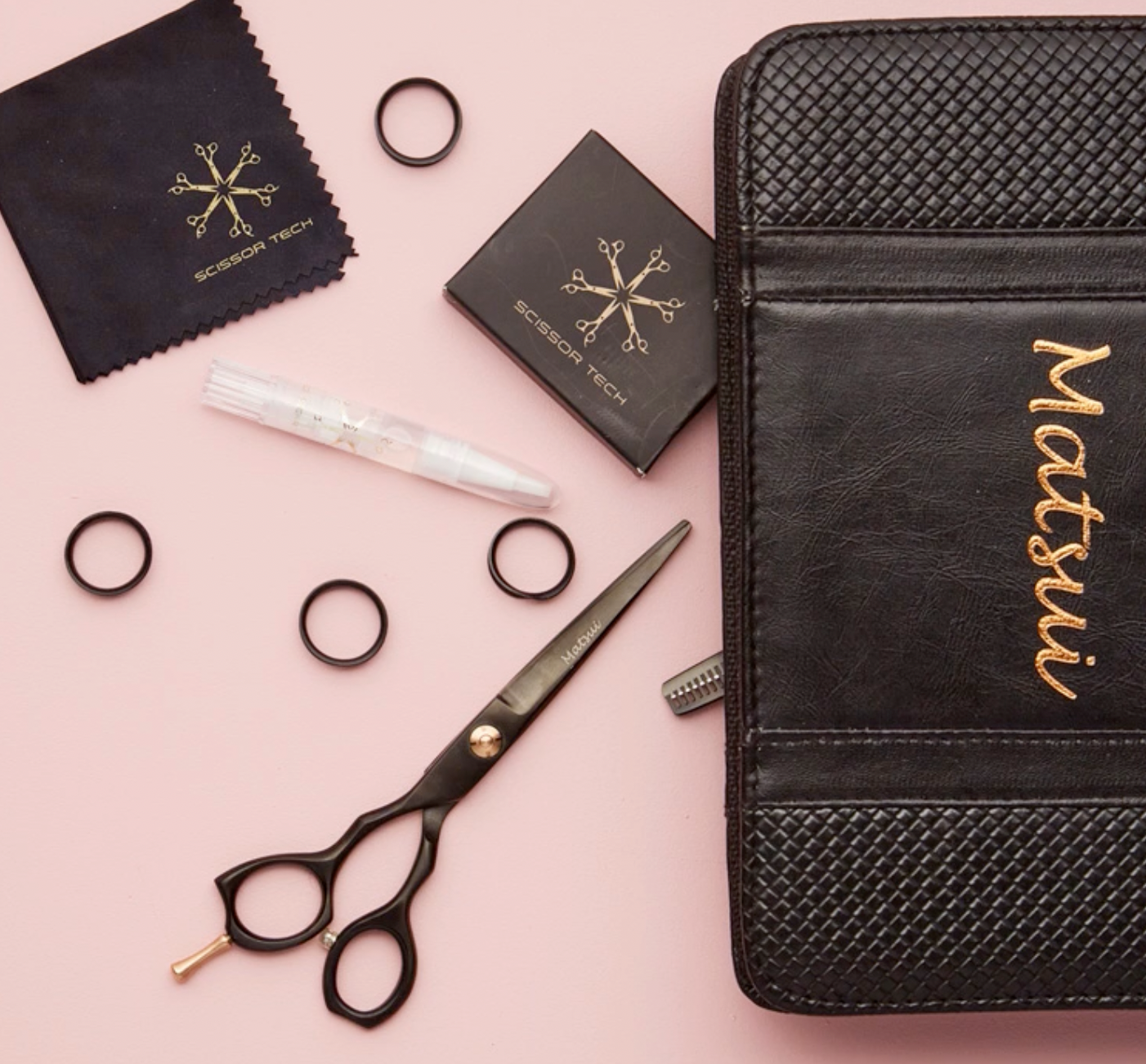 Professional Matsui Precision Matte Black Premium Hairstylist Shears (6740554186818)