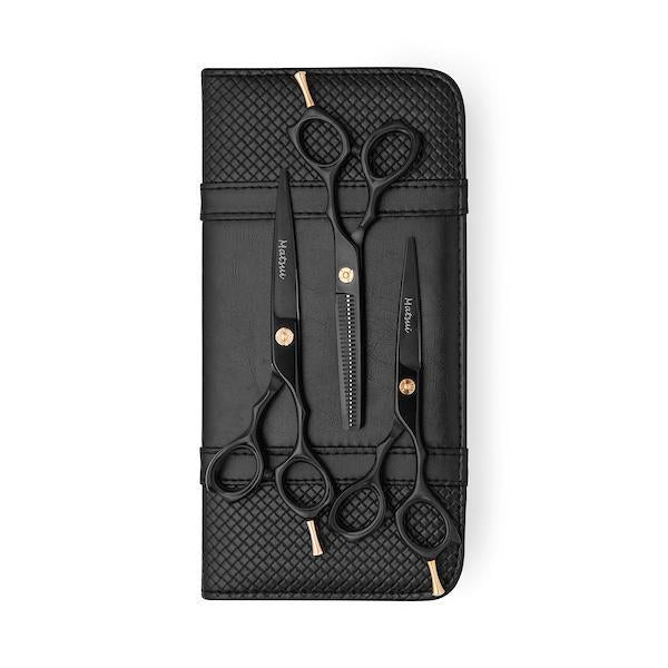 Professional Hair Cutting Scissors (Black) - (ELITE XCB Set