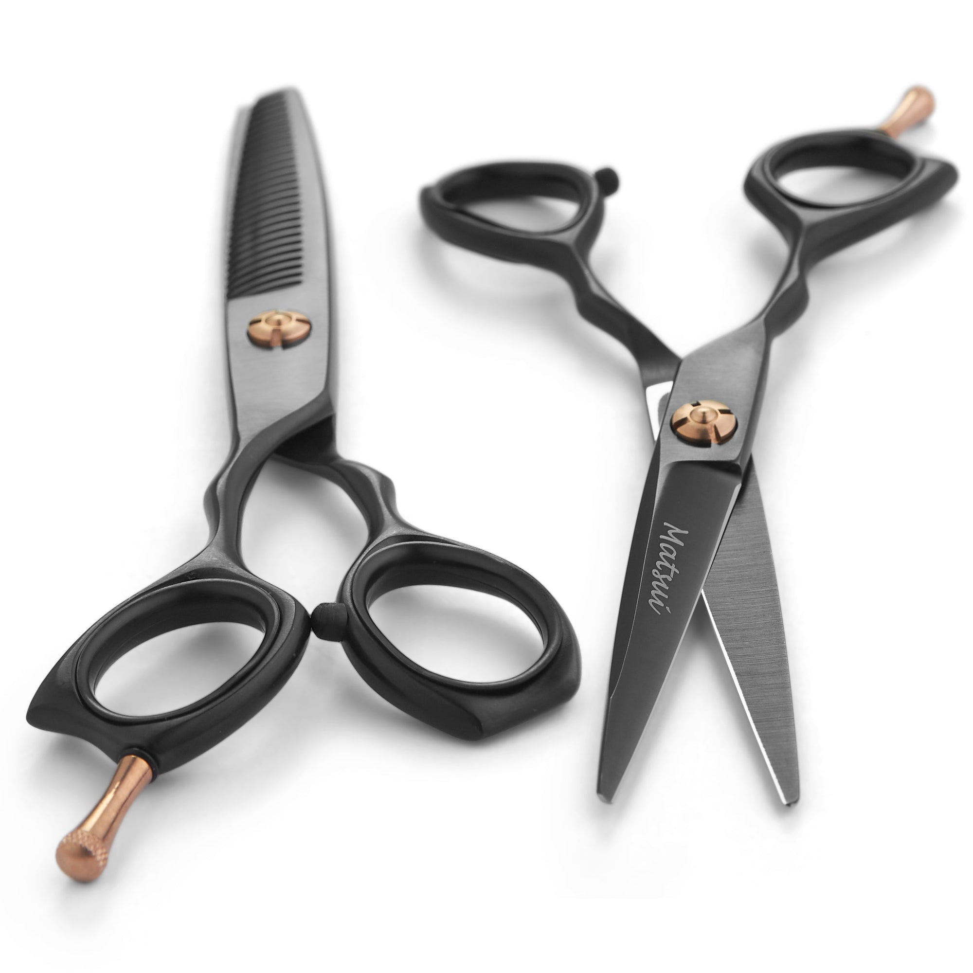 Premium Matsui Precision Matte Black Hair Stylist Scissors & Thinner Combination (6757270814786)