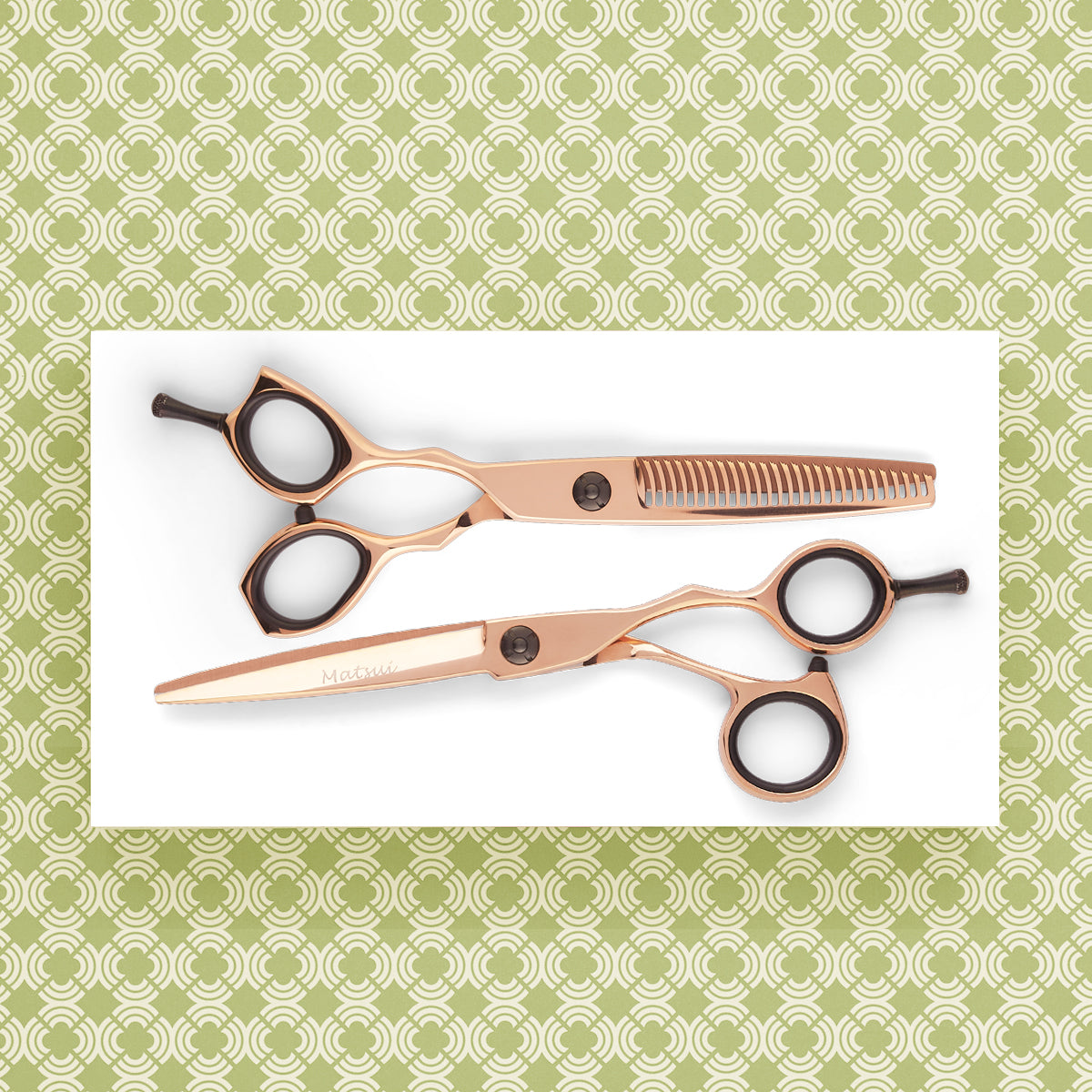 Premium Matsui Precision Rose Gold Hair Stylist Scissors & Thinner Combination (6757278384194)