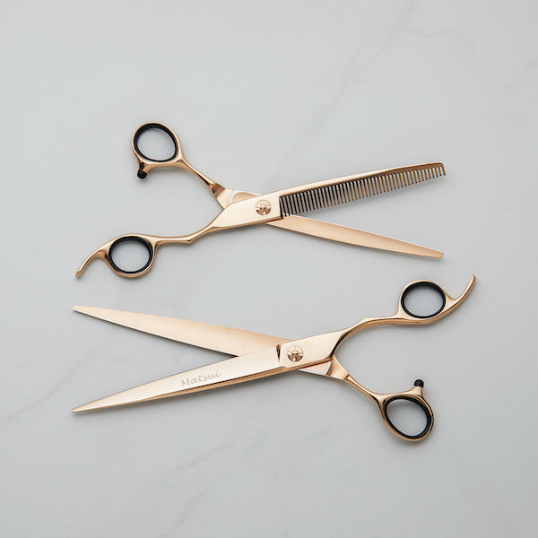 Matsui Rose Gold Aichei Mountain Offset Hair Stylist Scissors Thinner Combination (6752725860418)
