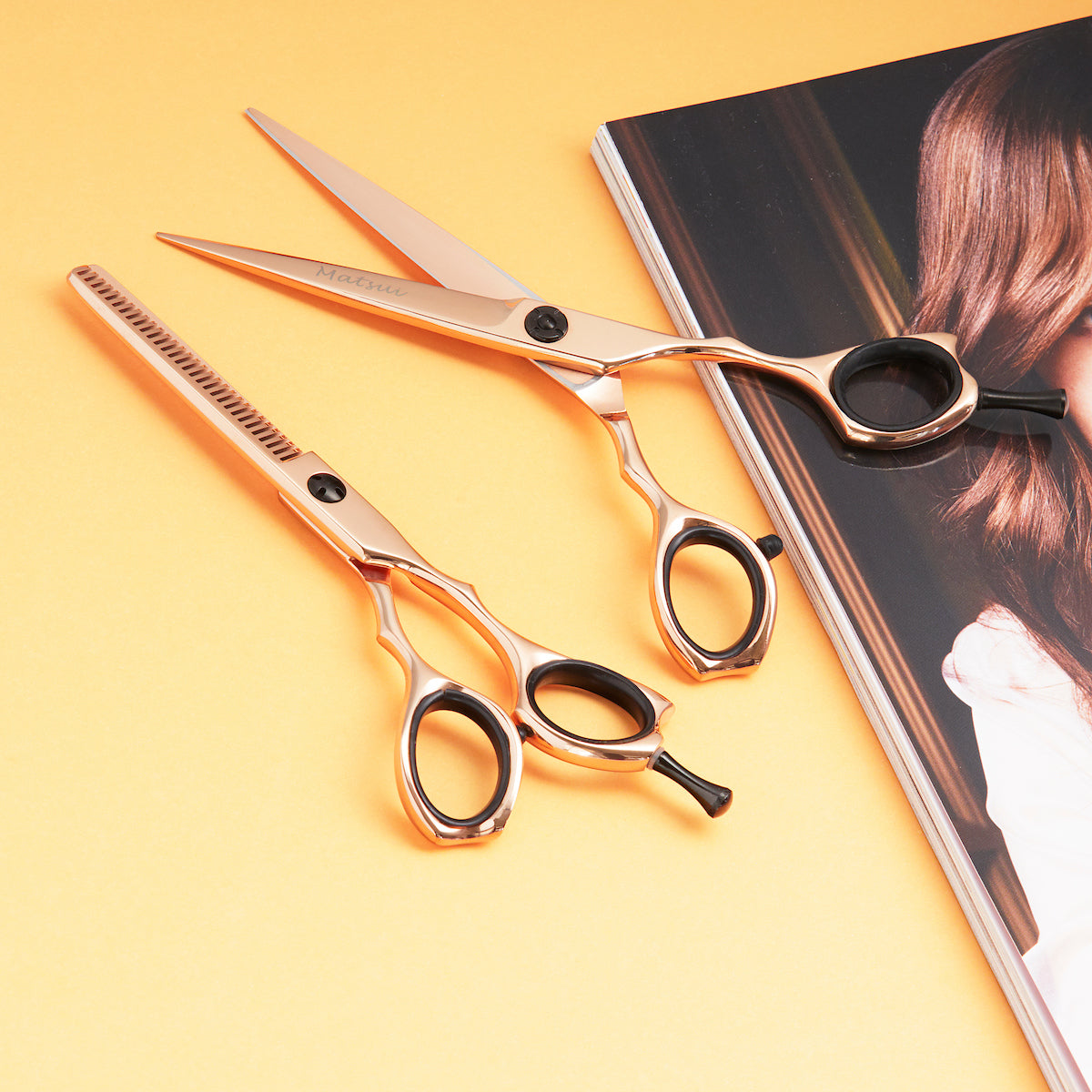 Professional Matsui Precision Rose Gold Hairdressing Scissors & Thinner Combination (6743663411266)