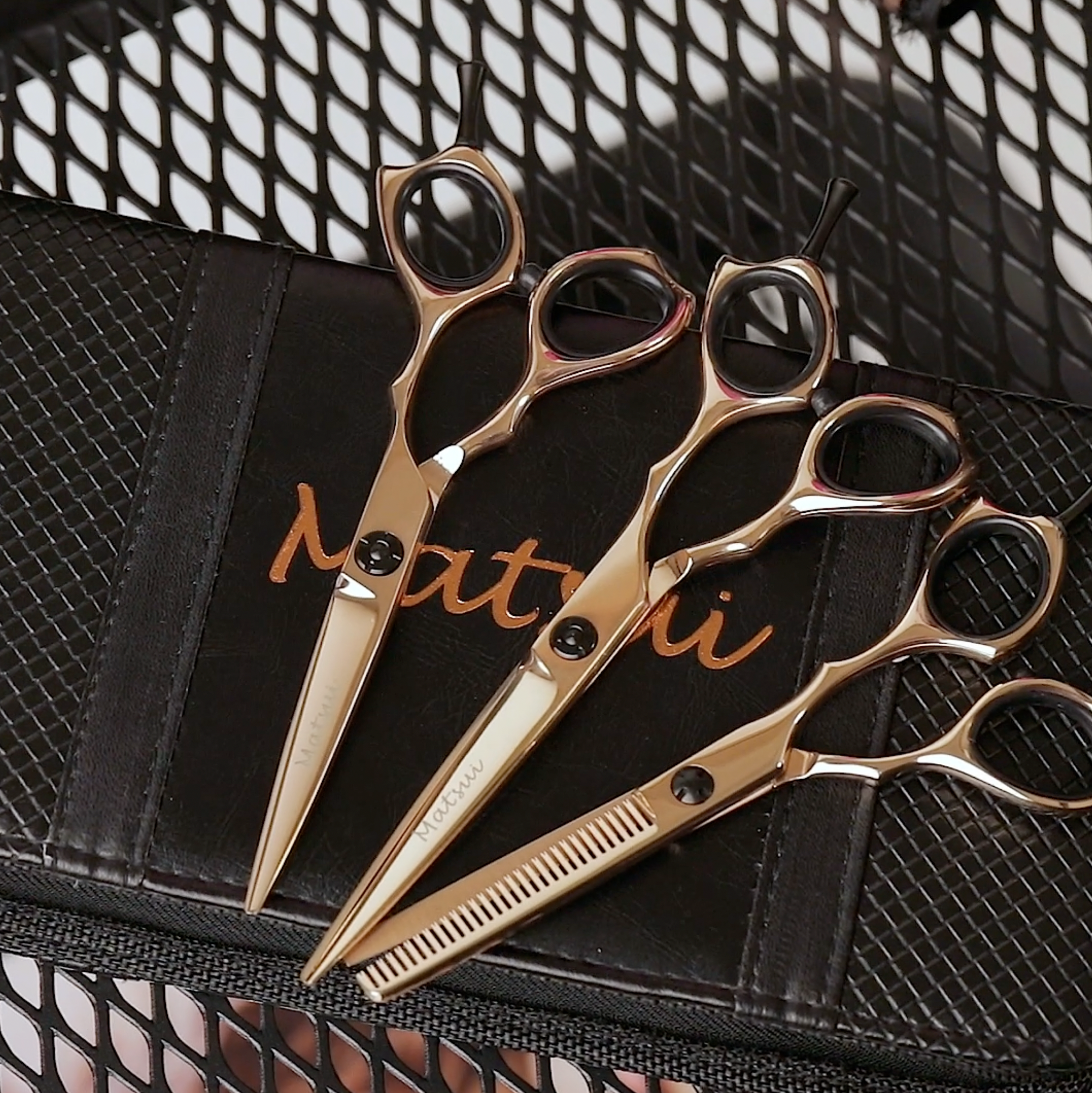 Professional Rose Gold Matsui Precision Hairdressing Scissors Triple Set (6743560060994)