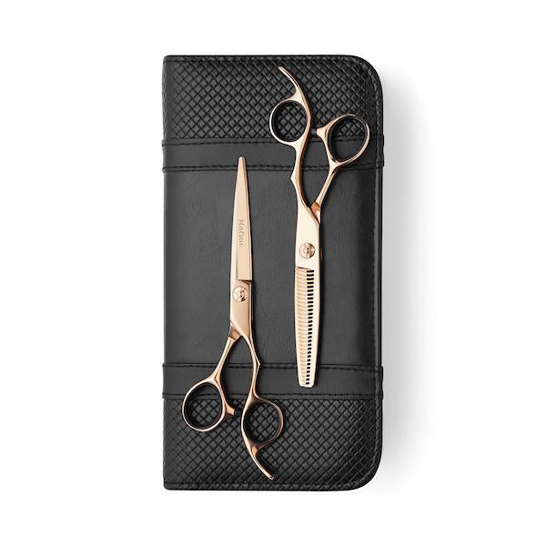 Hair Stylist Scissors, Matsui Premium Rose Gold Aichei Mountain Offset Scissor Thinner Combination (6752731201602)