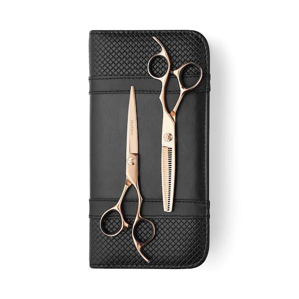 Exclusive Matsui Rose Gold Aichei Mountain Offset Hair Stylist Shears - Thinner Combination (6756966236226)