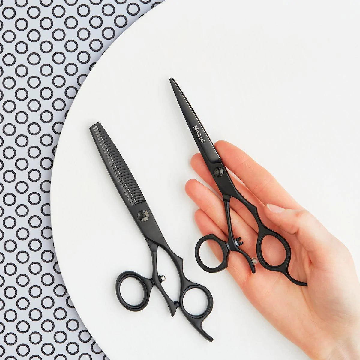 Premium Matsui VG10 Matte Black Swivel Shears Triple Set (6879900893250)