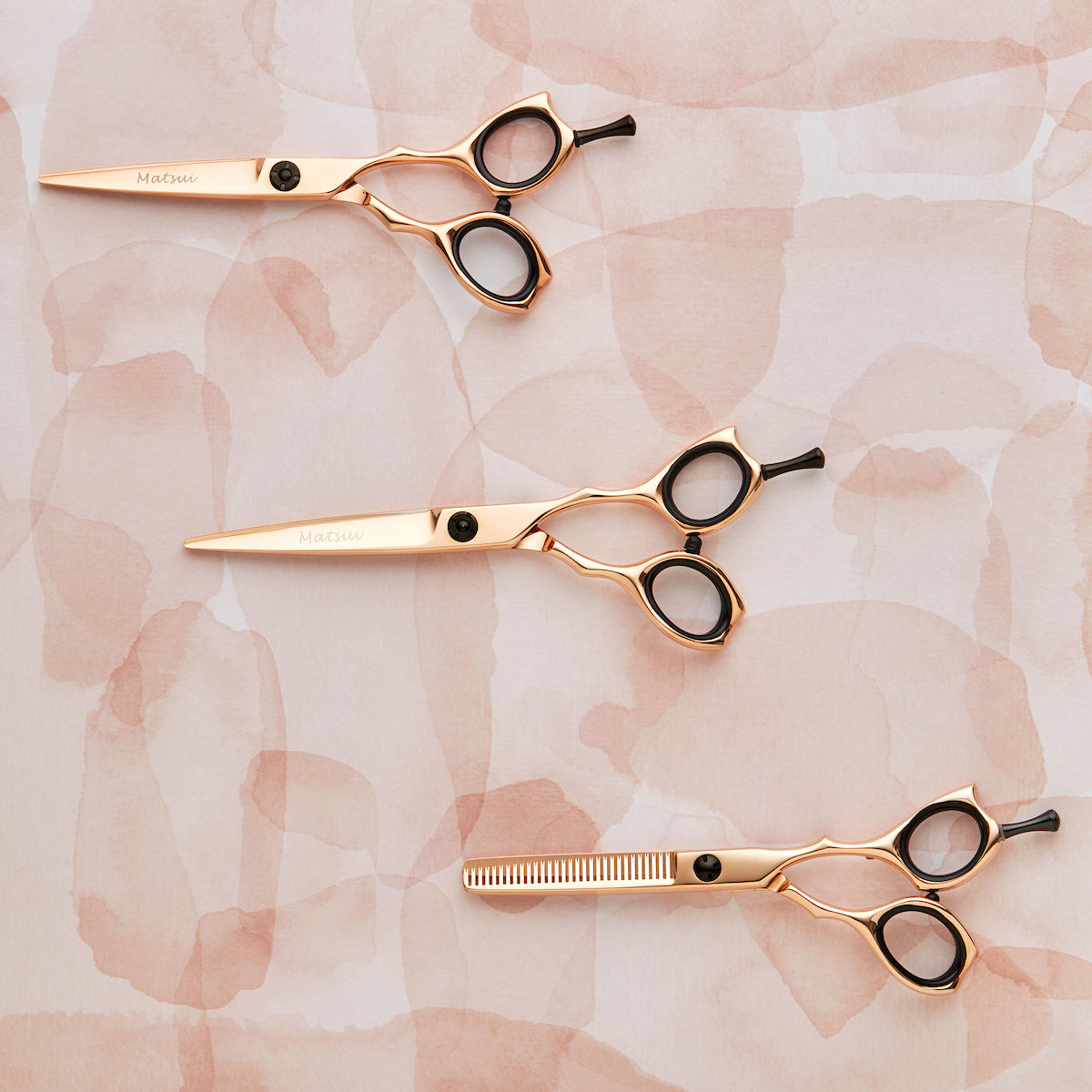 Professional Hair Shears, Rose Gold Matsui Precision Hair Shear Triple Set (6746365263938)