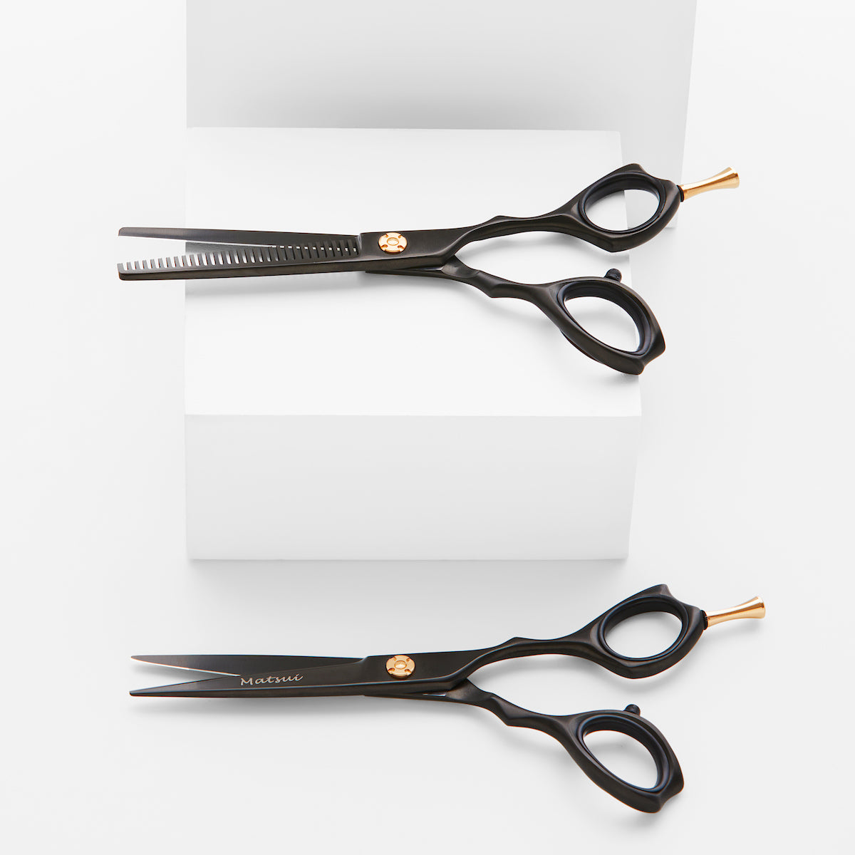Salon Professional Hair Shears, Matsui Precision Matte Black Shear & Thinner Combination (6746369491010)