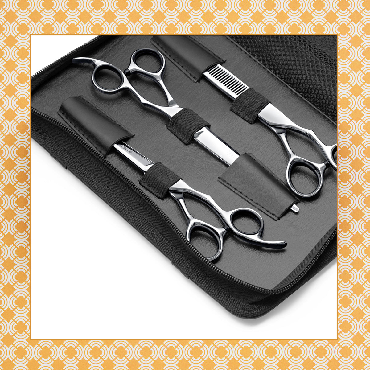 Silver Matsui Aichei Mountain Hairdresser Scissors Triple Set with Case (6772382335042)