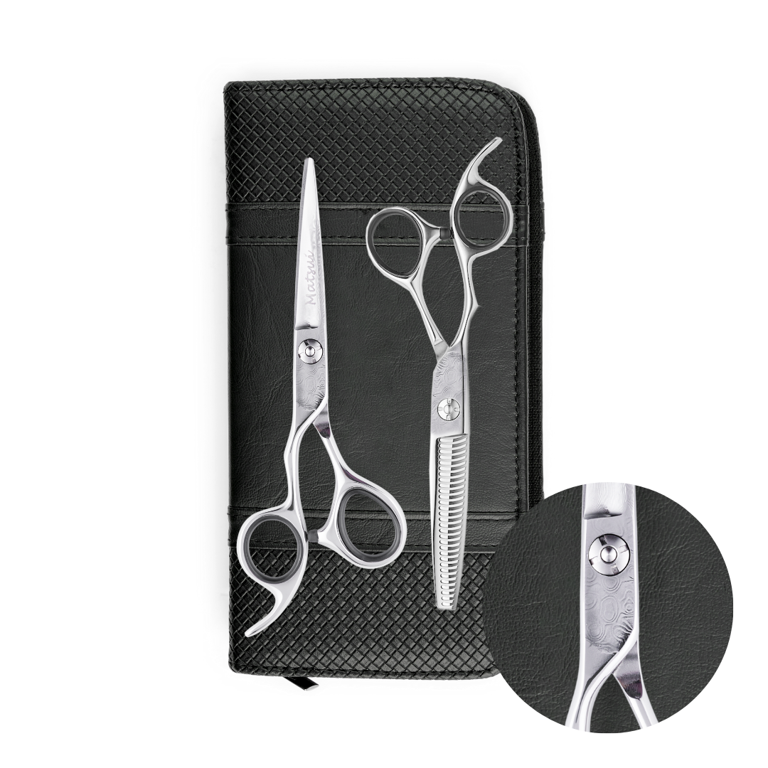 Lefty Damascus Silver Offset Shear Thinner Combo (6700920668226)