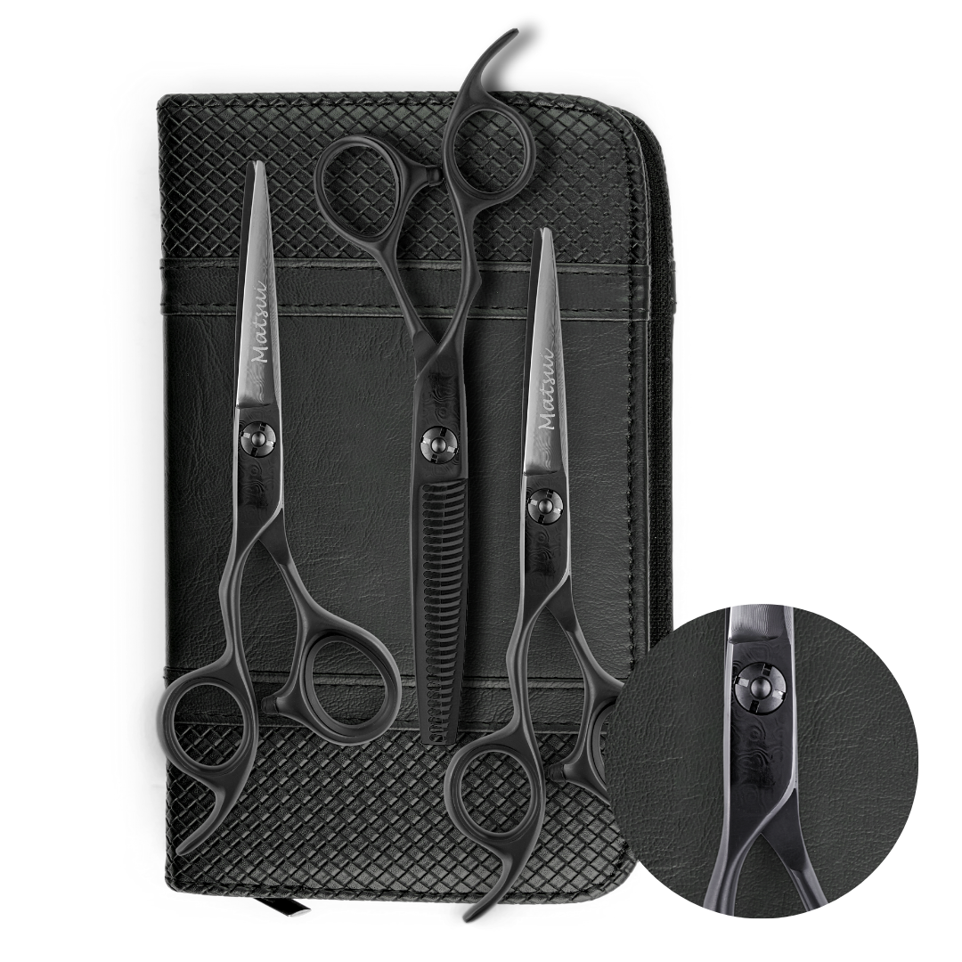 Lefty Damascus Matte Black Offset Triple Set (6700928401474)